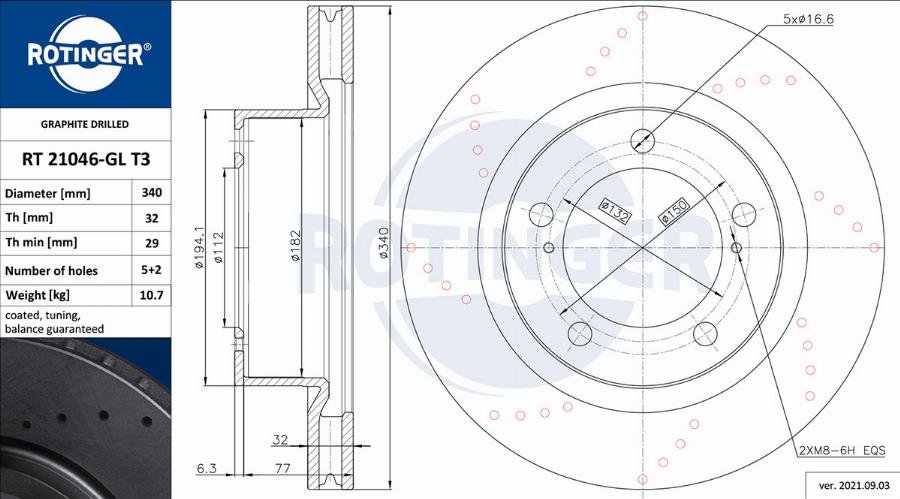 Rotinger RT 21046-GL T3 - Тормозной диск avtokuzovplus.com.ua