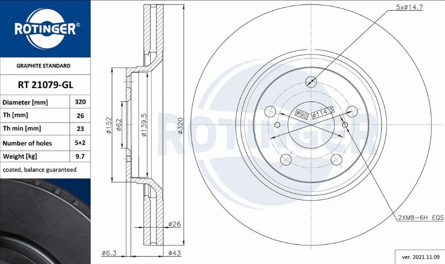 Rotinger RT 21079-GL - Тормозной диск avtokuzovplus.com.ua