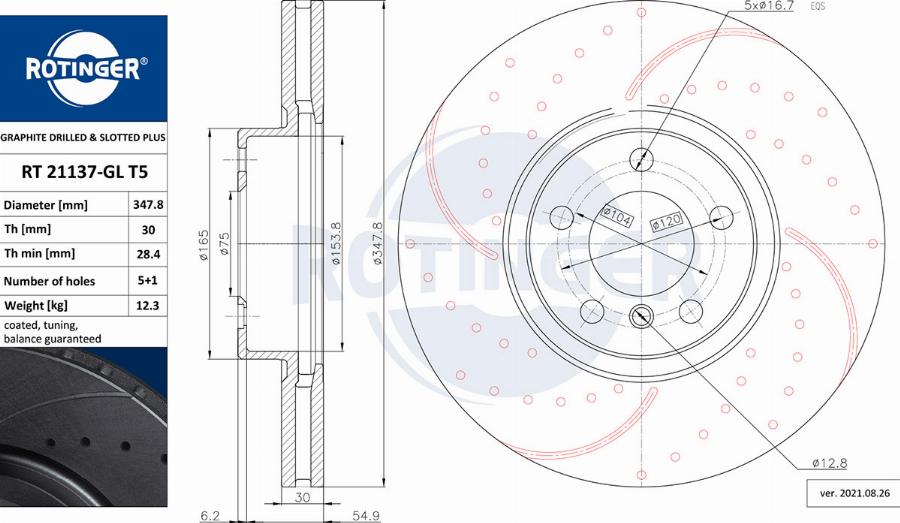 Rotinger RT 21137-GL T5 - Гальмівний диск autocars.com.ua