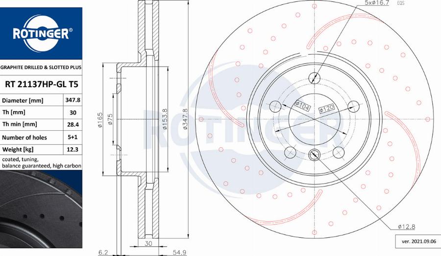 Rotinger RT 21137HP-GL T5 - Тормозной диск avtokuzovplus.com.ua