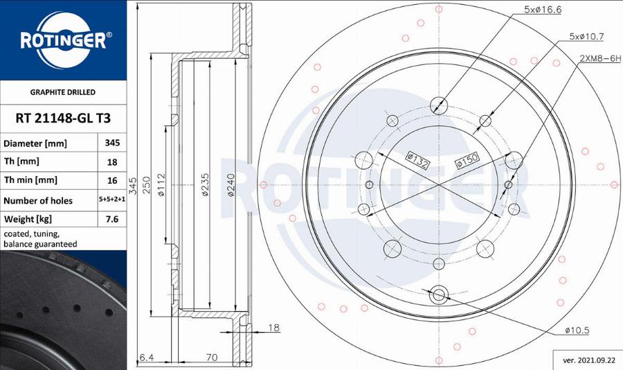 Rotinger RT 21148-GL T3 - Тормозной диск autodnr.net