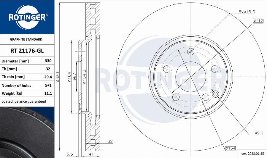 Rotinger RT 21176-GL - Гальмівний диск autocars.com.ua