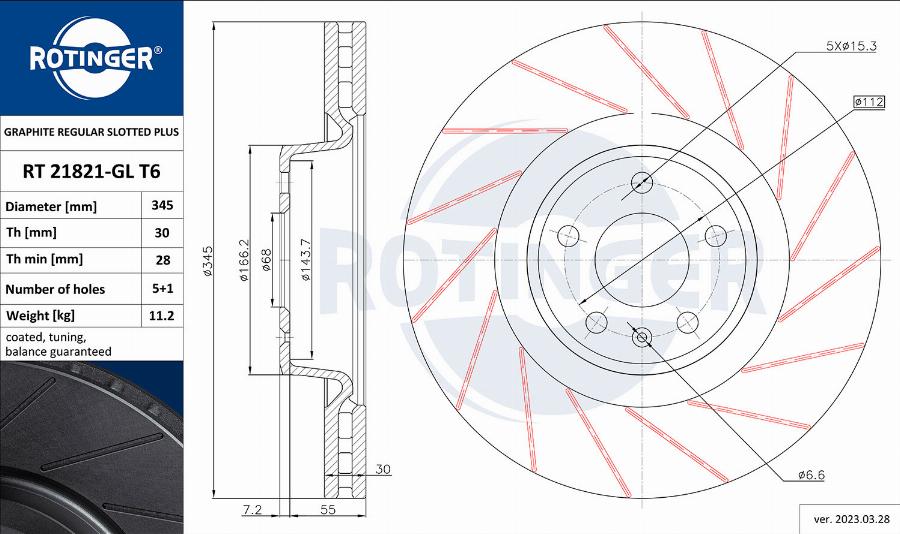 Rotinger RT 21821-GL T6 - Тормозной диск autodnr.net