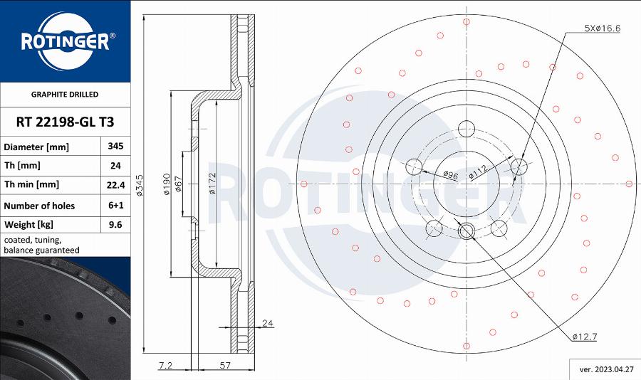 Rotinger RT 22198-GL T3 - Тормозной диск avtokuzovplus.com.ua