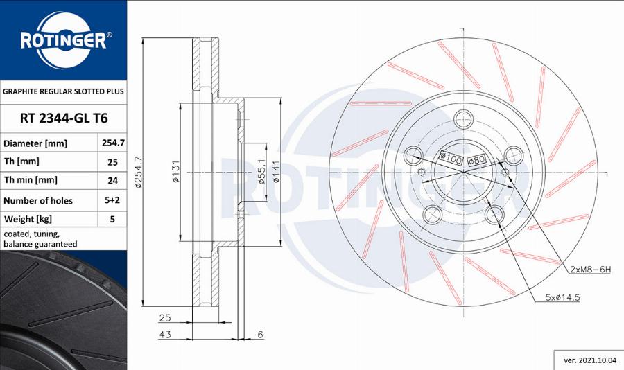 Rotinger RT 2344-GL T6 - Тормозной диск avtokuzovplus.com.ua