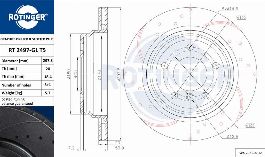 Rotinger RT 2497-GL T5 - Тормозной диск autodnr.net