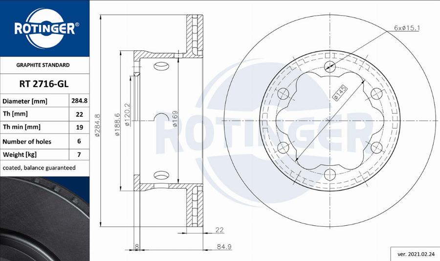 Rotinger RT 2716-GL - Гальмівний диск autocars.com.ua