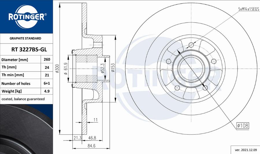 Rotinger RT 3227BS-GL - Тормозной диск avtokuzovplus.com.ua