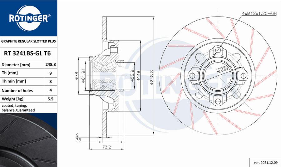 Rotinger RT 3241BS-GL T6 - Тормозной диск avtokuzovplus.com.ua