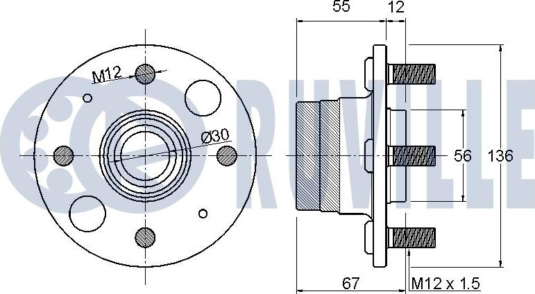 Ruville 220023 - Комплект підшипника маточини колеса autocars.com.ua