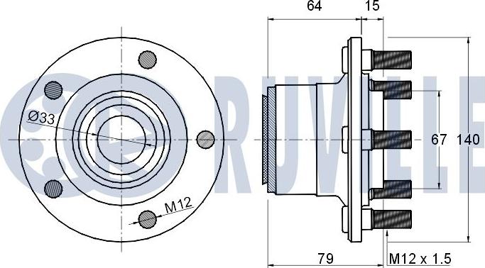 Ruville 220027 - Комплект підшипника маточини колеса autocars.com.ua