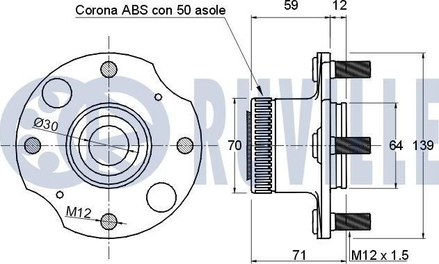 Ruville 220063 - Комплект подшипника ступицы колеса avtokuzovplus.com.ua