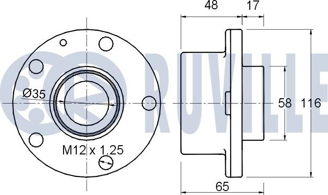 Ruville 220293 - Комплект підшипника маточини колеса autocars.com.ua