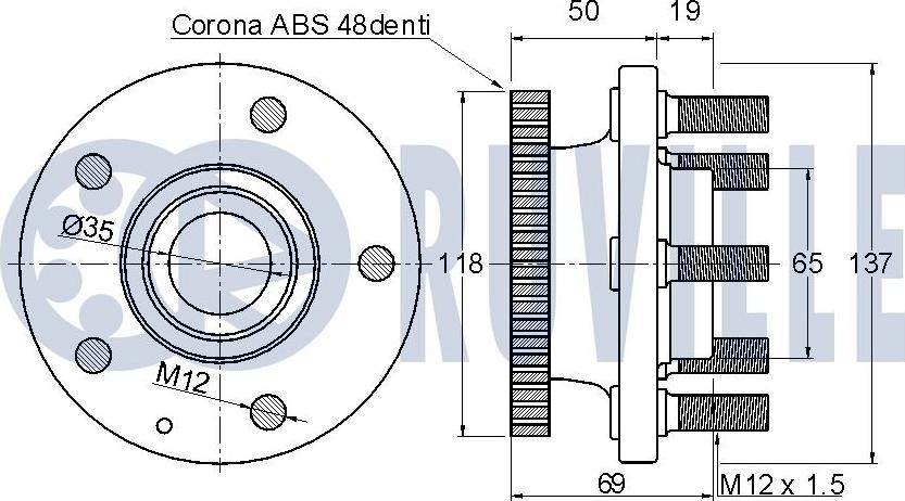 Ruville 220568 - Комплект підшипника маточини колеса autocars.com.ua