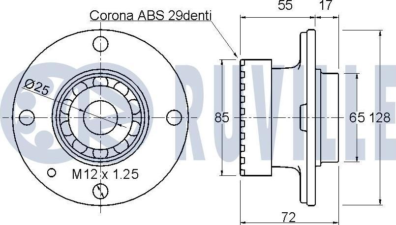 Ruville 220628 - Комплект подшипника ступицы колеса avtokuzovplus.com.ua