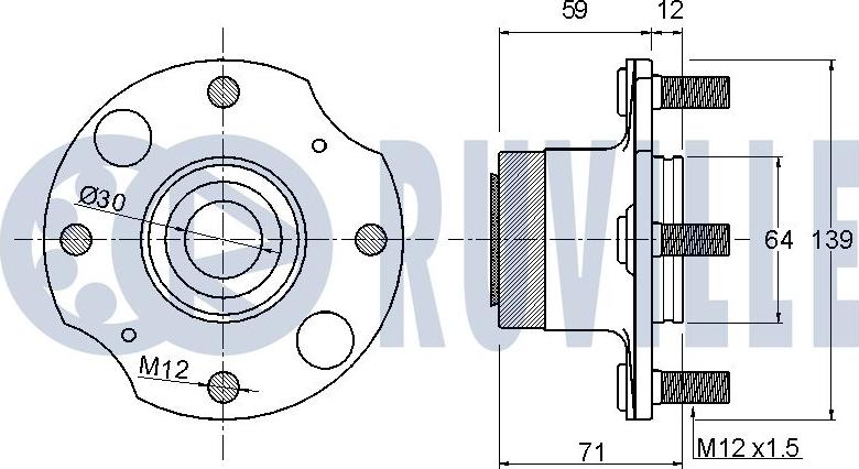 Ruville 220758 - Комплект підшипника маточини колеса autocars.com.ua