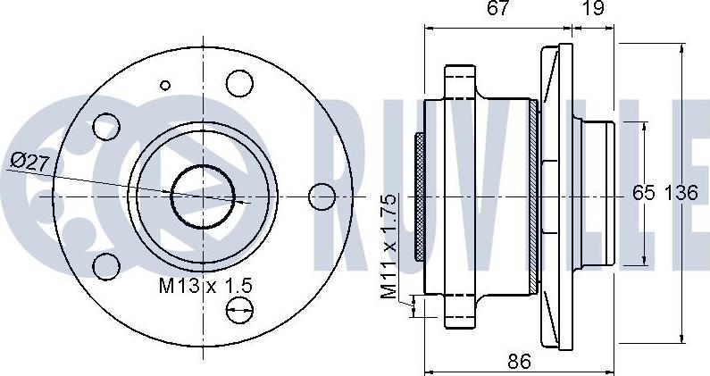 Ruville 220979 - Комплект підшипника маточини колеса autocars.com.ua