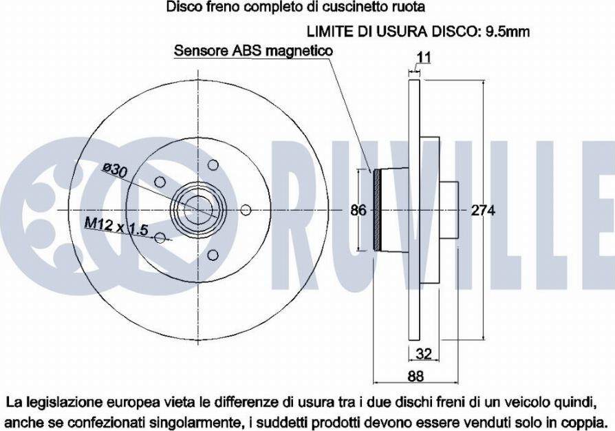 Ruville 221325 - Гальмівний диск autocars.com.ua