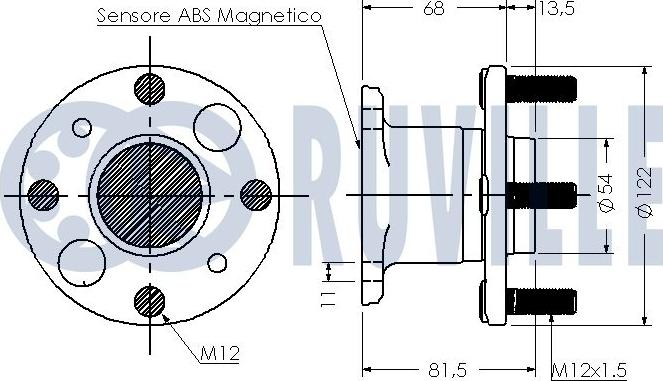 Ruville 221343 - Комплект підшипника маточини колеса autocars.com.ua