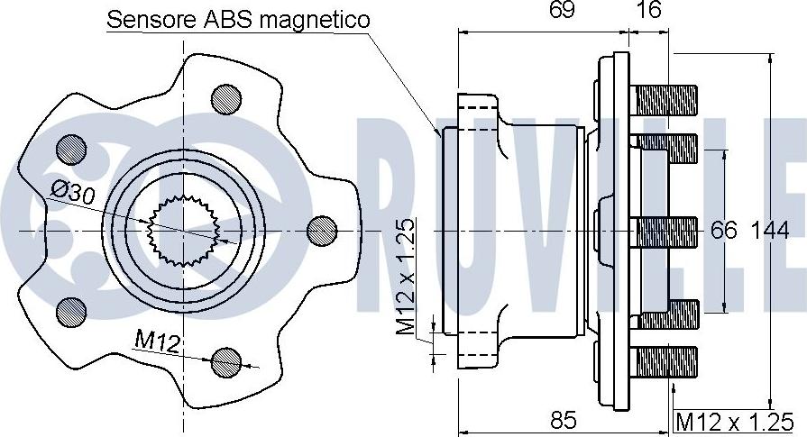 Ruville 221475 - Комплект підшипника маточини колеса autocars.com.ua