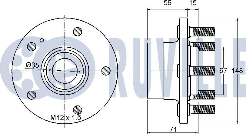 Ruville 221478 - Комплект підшипника маточини колеса autocars.com.ua