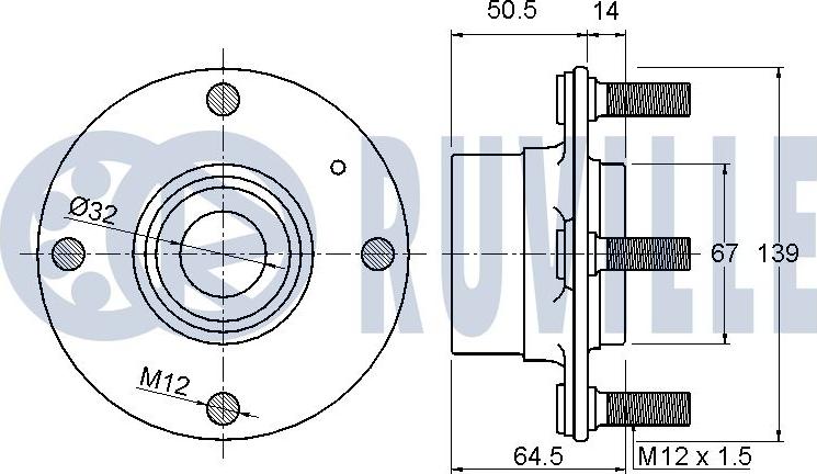 Ruville 221492 - Комплект підшипника маточини колеса autocars.com.ua