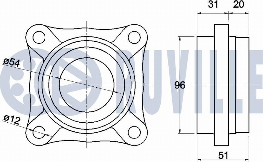 Ruville 221544 - Комплект підшипника маточини колеса autocars.com.ua