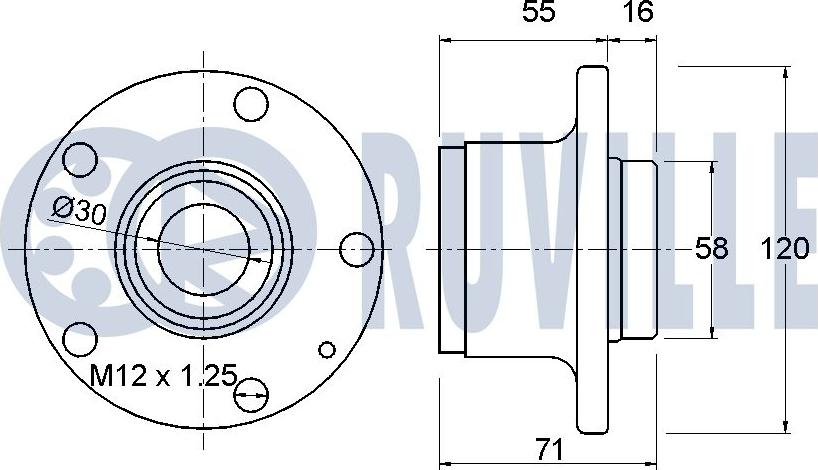 Ruville 221560 - Комплект підшипника маточини колеса autocars.com.ua