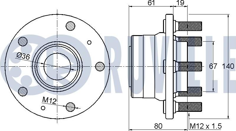 Ruville 221651 - Комплект підшипника маточини колеса autocars.com.ua