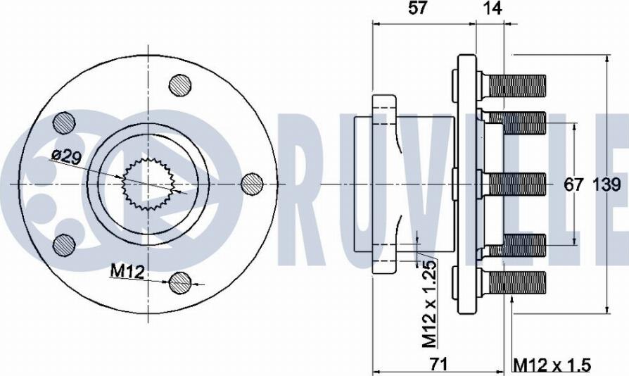 Ruville 221724 - Комплект підшипника маточини колеса autocars.com.ua