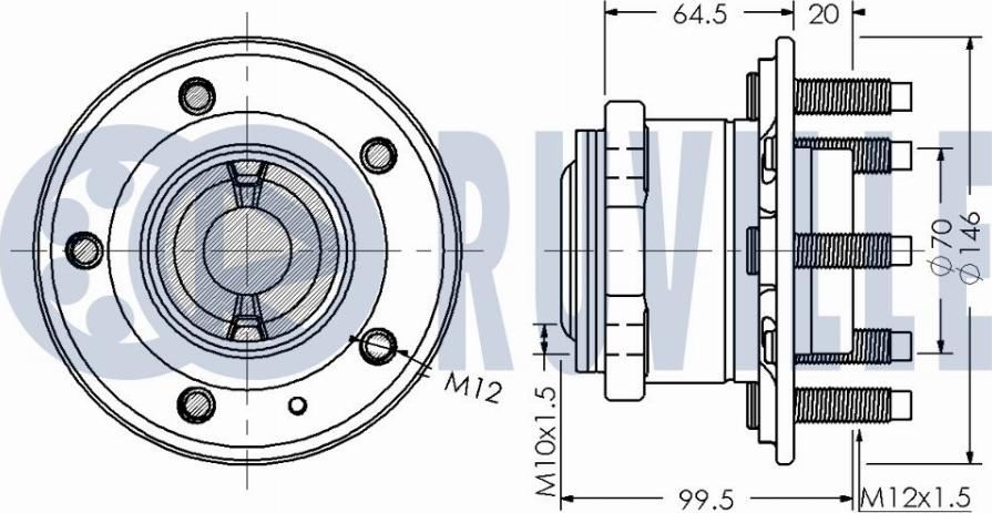 Ruville 221739 - Комплект підшипника маточини колеса autocars.com.ua