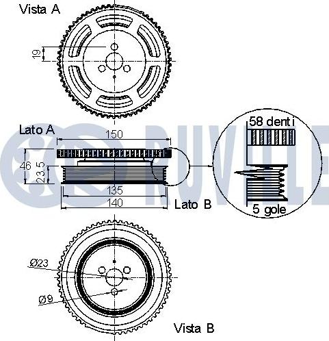 Ruville 520102 - Шкив коленчатого вала avtokuzovplus.com.ua