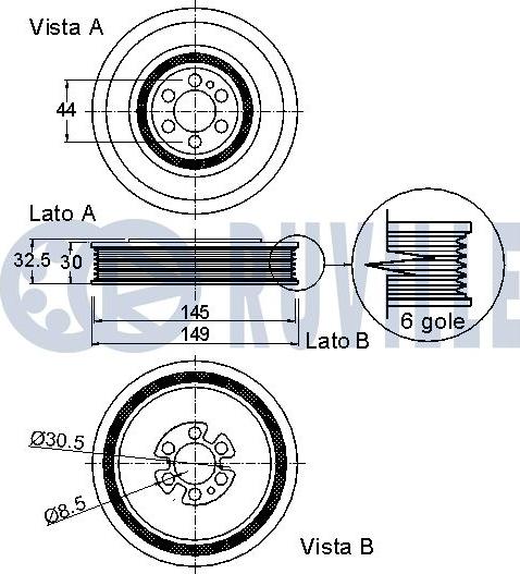 Ruville 520103 - Шкив коленчатого вала avtokuzovplus.com.ua