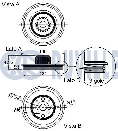 Ruville 520316 - Ремінний шків, колінчастий вал autocars.com.ua