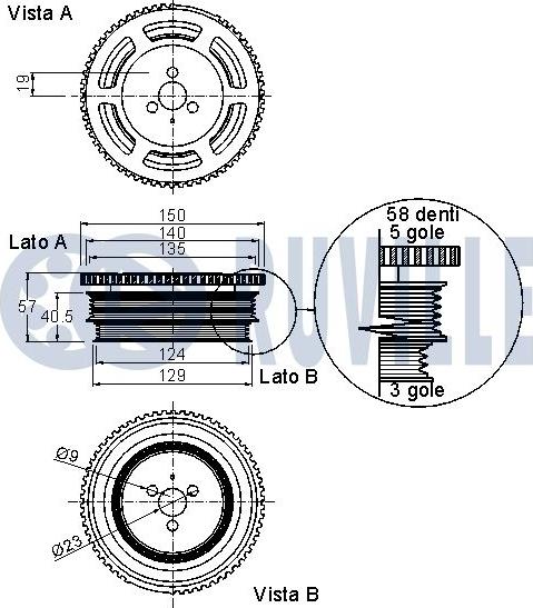 Ruville 520335 - Ремінний шків, колінчастий вал autocars.com.ua