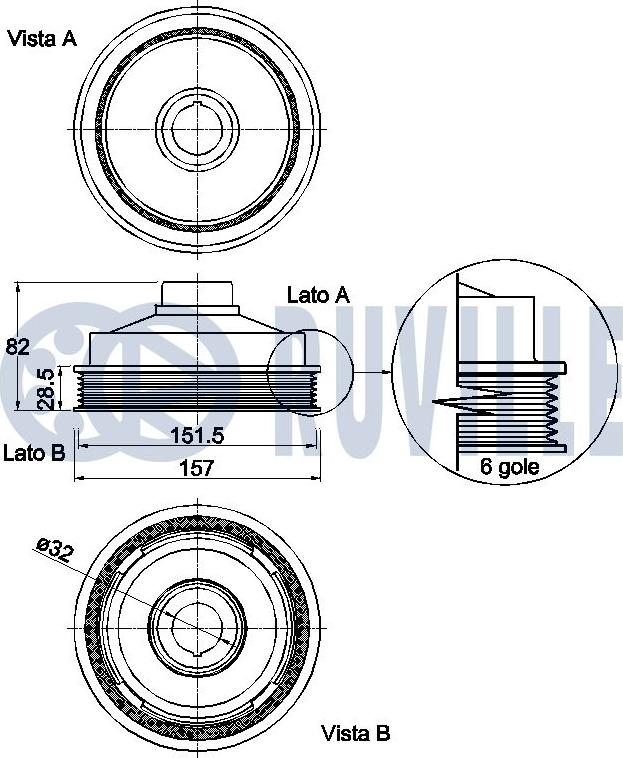 Ruville 520362 - Ремінний шків, колінчастий вал autocars.com.ua