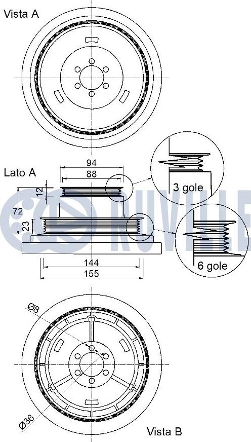 Ruville 520405 - Ремінний шків, колінчастий вал autocars.com.ua