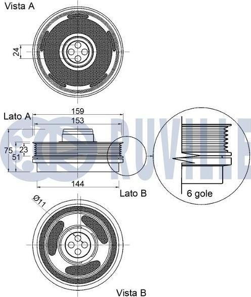 Ruville 520407 - Ремінний шків, колінчастий вал autocars.com.ua