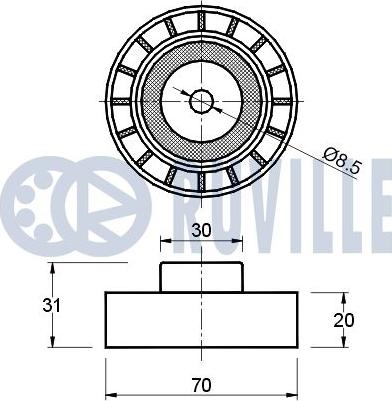 Ruville 540152 - Паразитний / провідний ролик, поліклиновий ремінь autocars.com.ua