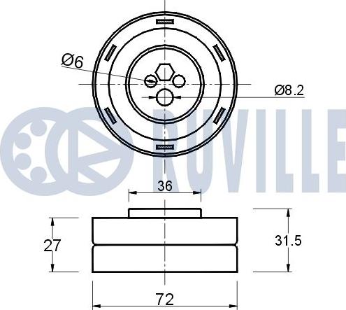 Ruville 540284 - Натяжна ролик, ремінь ГРМ autocars.com.ua