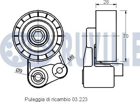 Ruville 540285 - Натягувач ременя, клинові зуб. autocars.com.ua