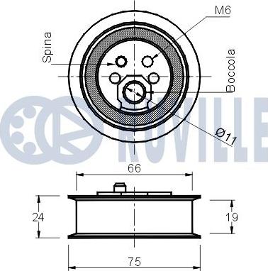 Ruville 540348 - Натяжна ролик, ремінь ГРМ autocars.com.ua