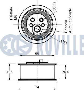 Ruville 540351 - Натяжна ролик, ремінь ГРМ autocars.com.ua