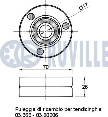 Ruville 540354 - Паразитний / провідний ролик, поліклиновий ремінь autocars.com.ua