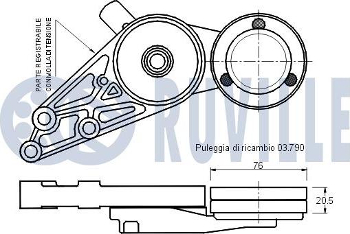 Ruville 540358 - Натягувач ременя, клинові зуб. autocars.com.ua