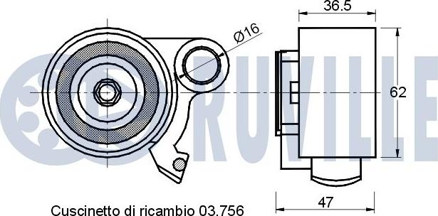 Ruville 540497 - Натяжна ролик, ремінь ГРМ autocars.com.ua