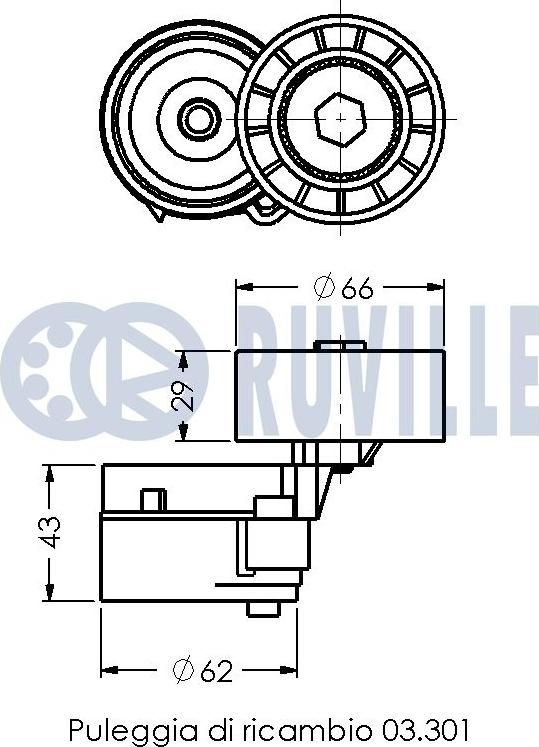 Ruville 540522 - Натяжитель, поликлиновый ремень avtokuzovplus.com.ua