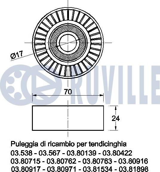 Ruville 540528 - Паразитний / провідний ролик, поліклиновий ремінь autocars.com.ua