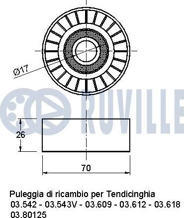 Ruville 540538 - Паразитний / провідний ролик, поліклиновий ремінь autocars.com.ua