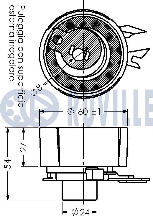 Ruville 540554 - Натяжна ролик, ремінь ГРМ autocars.com.ua